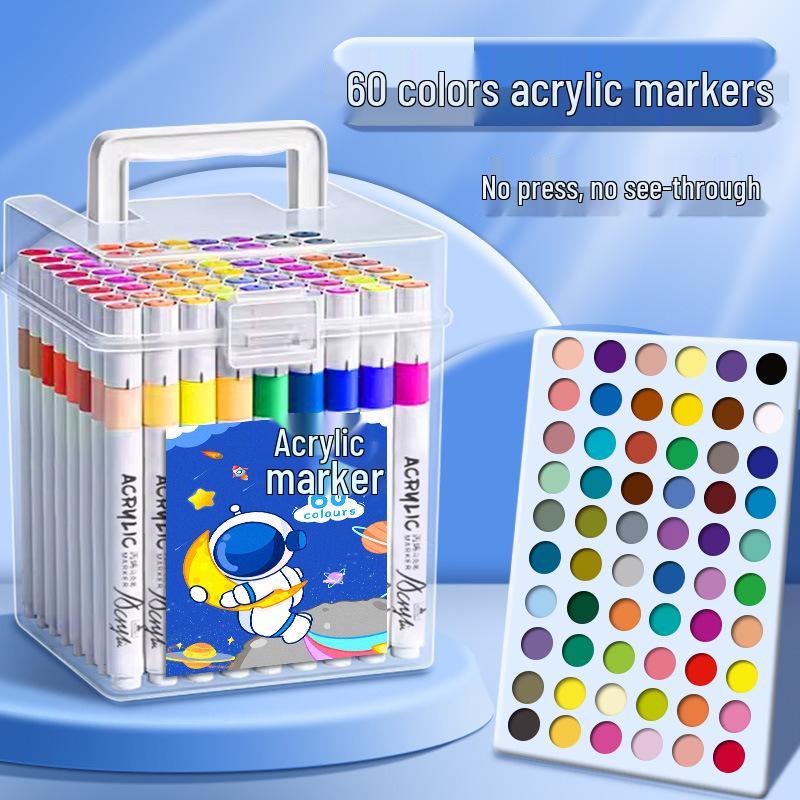 80-Color Acrylic Marker Set for Kids – Watercolor Brush Pens for Art & Graffiti