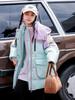 Girls' Thickened Hooded Down Jacket - Winter Korean Style with Patchwork Design