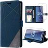 Protective Case - Samsung - Galaxy A25 5G - Synthetic Leather - Navy Blue - With Card Holder