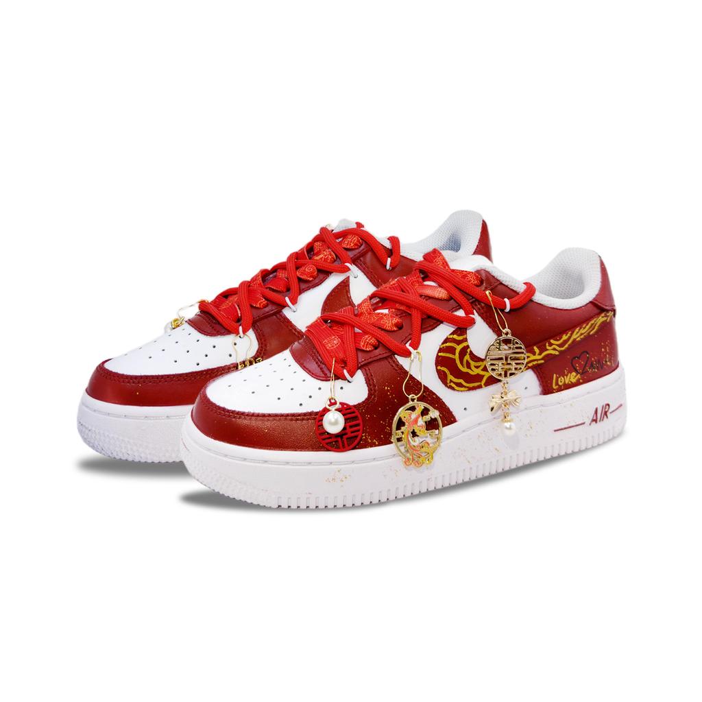 Nike Air Force 1 Wedding Bliss Abriebfest Abriebfest Niedrige Skateboard-Schuhe Unisex Rot FV5951-111(Team1176-)