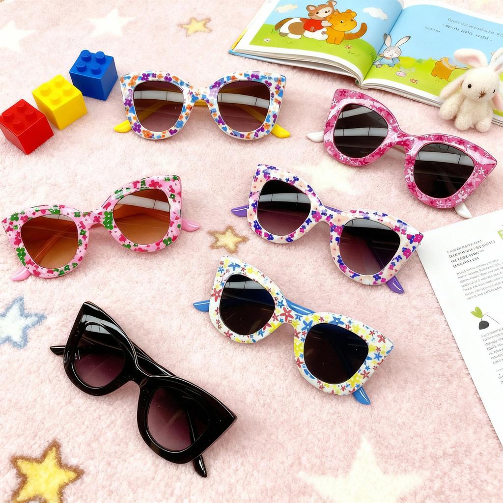 2025 Flower Children's Sunglasses Cross border UV400 Protection Baby Boys and Girls Eye Protection Glasses