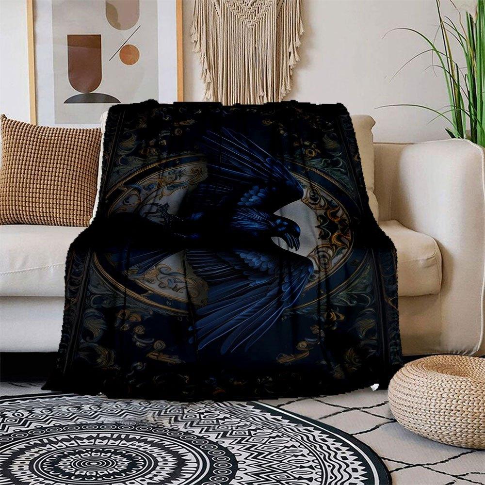 

Elegant Raven Wall Art Print - Gothic Home DecorBlanket Flannel Throw Blanket for Sofa, Bed, Travel, Camping, Office, Couch, Chair, And Bed 150x180cm