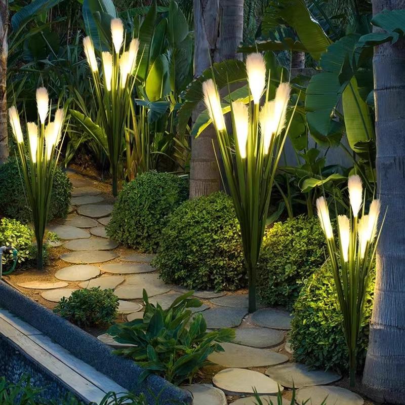 Solar LED Fiber Optic Reed Lamp for Outdoor Landscaping