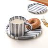 200ml Hand Drawn Striped Ceramic Mug Office Coffee Cup with Cups and Plate Set Breakfast Milk Mugs Afternoon Tea Dessert Plate