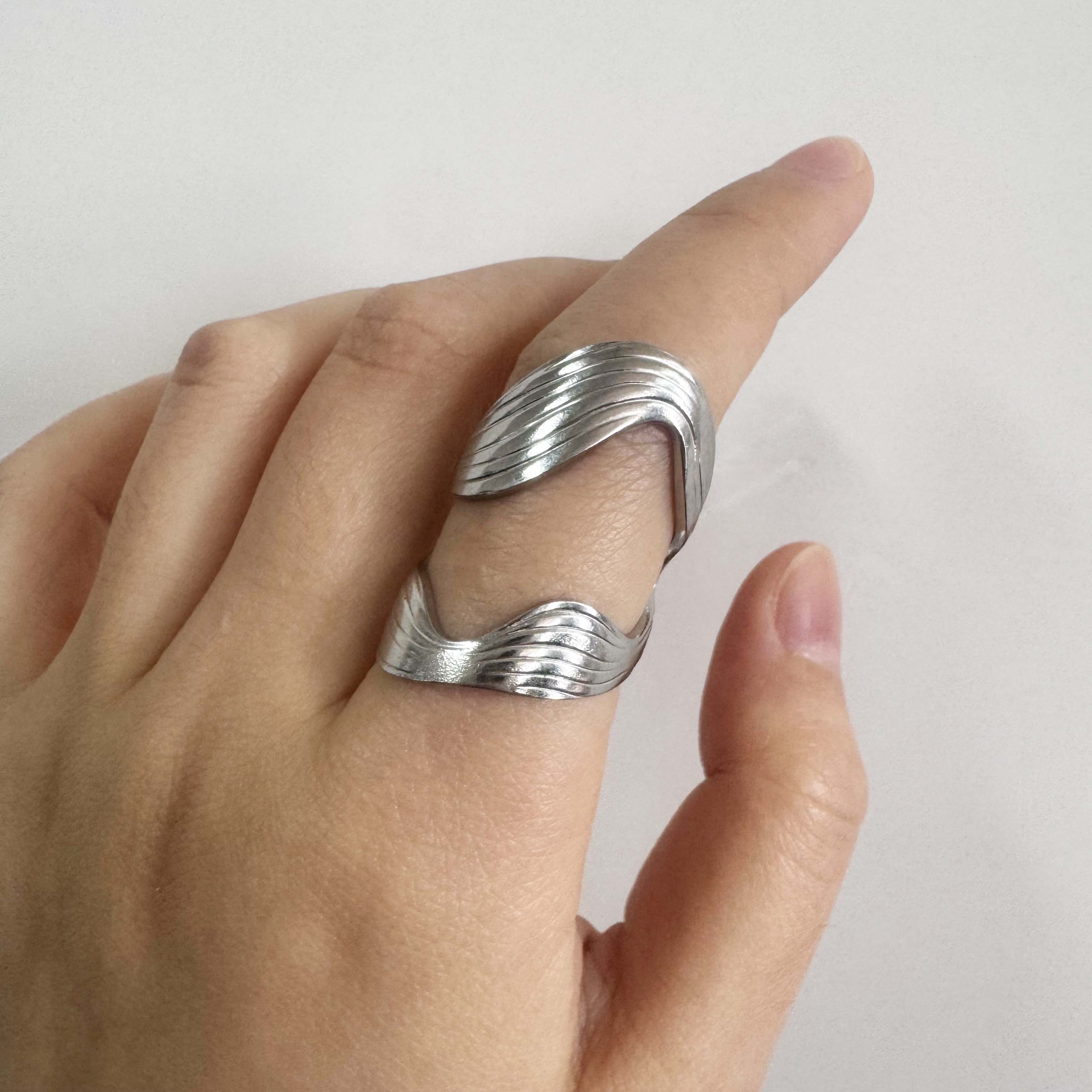 

Stainless Steel Irregular Multi-Layer Ring Vintage Silver Color Starfish Open Adjustable Rings for Women Men Personality Jewelry