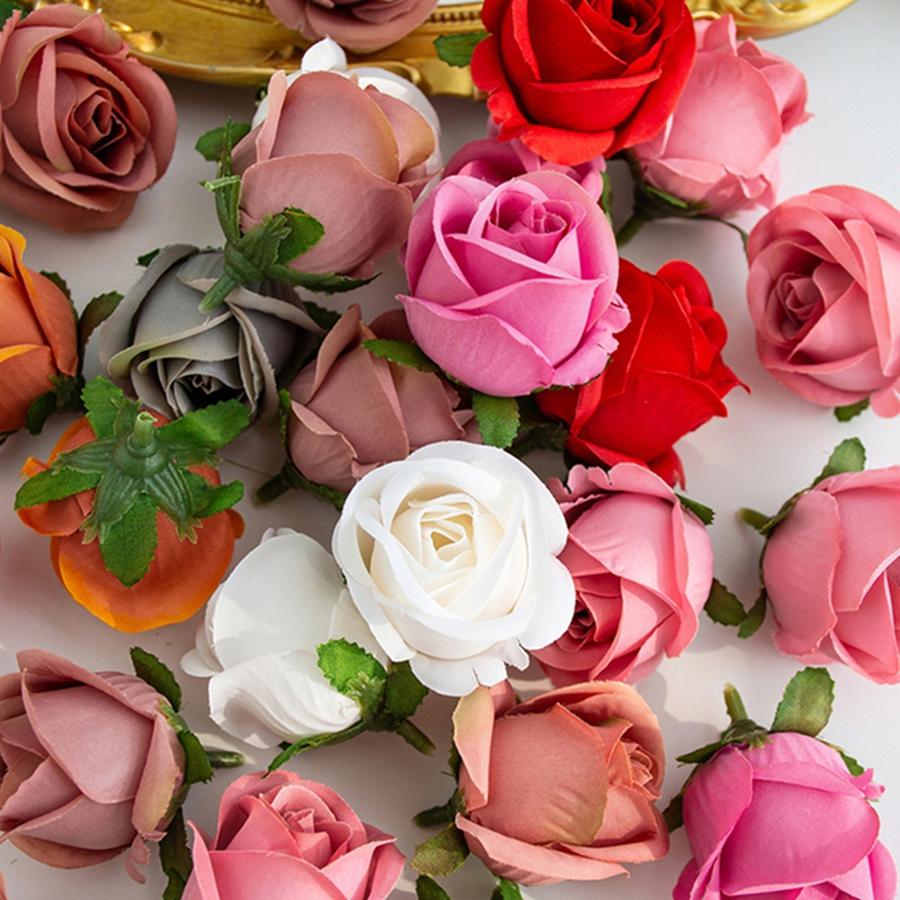 Artificial Flowers Silk Roses Head Home Wedding Dress Decor Festival Party DIY Display Boxes Craft Headdress Hotsale Accessories