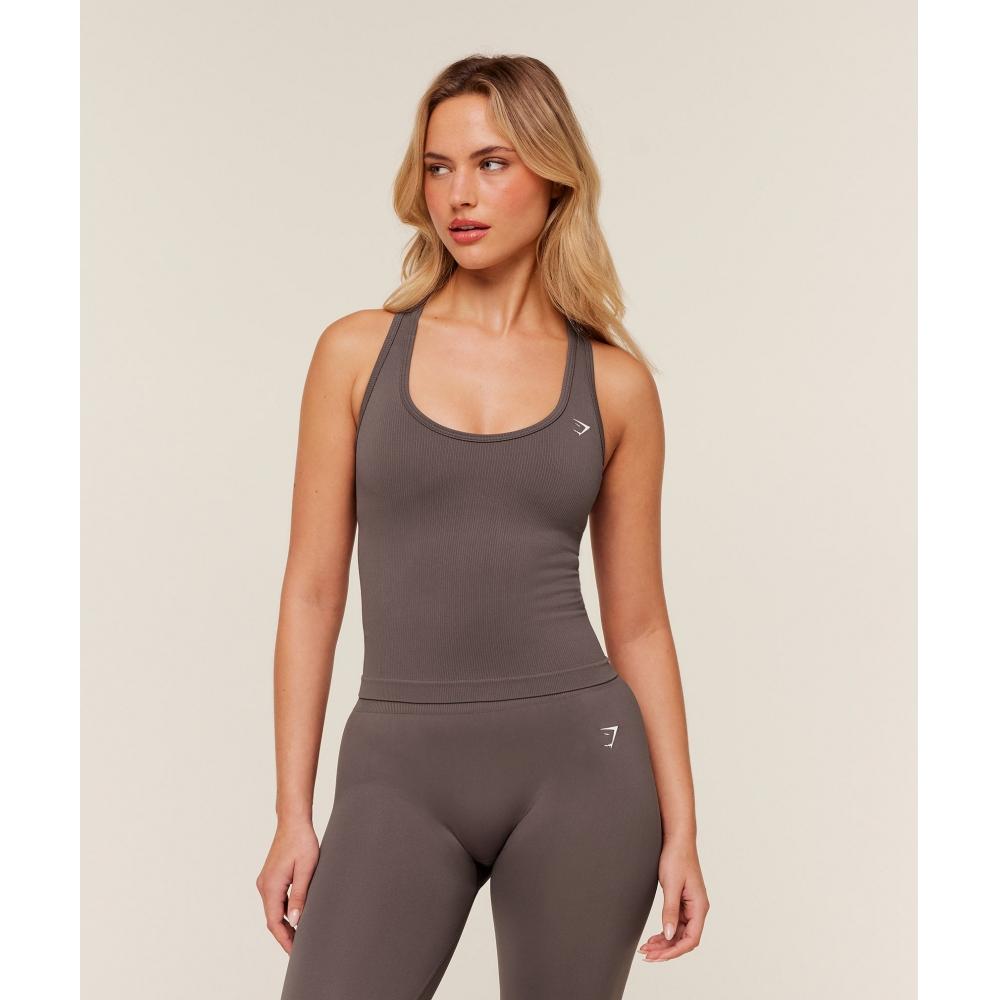 Gymshark Everyday Seamless Ribbed Tank Cool Brown B5c9p Nbzg