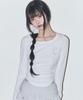 ILLIGO Lettering Slim Shirred Long Sleeve White