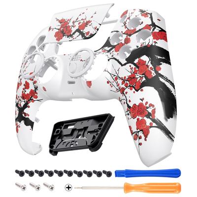 eXtremeRate LUNA PS5 Controller Replacement Front Shell and DIY Replacement Housing Shell and Touchpad Cover Plum Pattern (BDM-010, BDM-020, BDM-030,