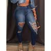 Women's Cross-Border European & American Fashion Ripped Stretch Jeans