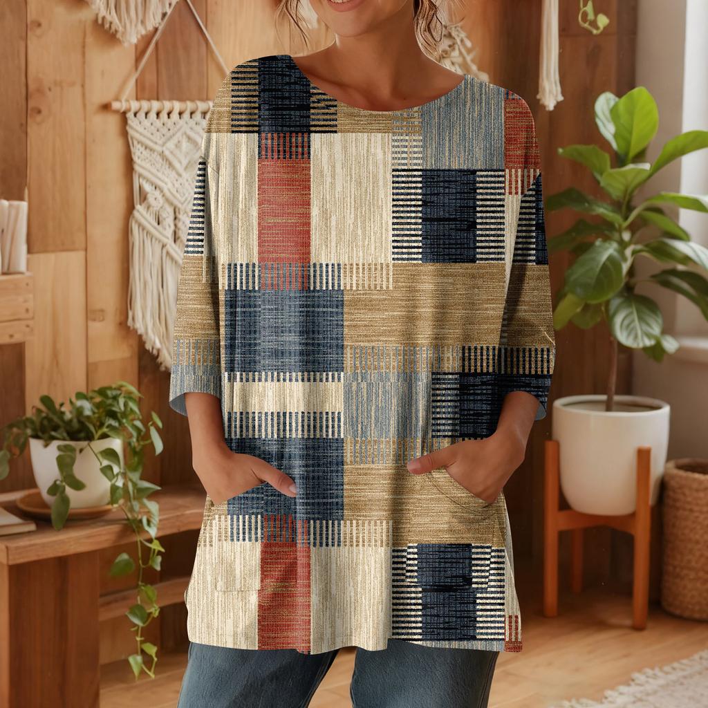 Damen 3/4-Ärmel Shirts Grafik-T-Shirts Shirts Lässige Basic-Tops Pullover