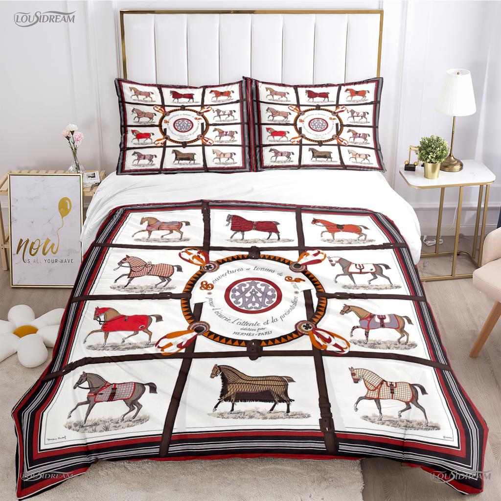 Persia Galoping Horse Al Season Duvet High-End Premium Cover Beding Sets Soft Comfortable Quilt Cover plus Pilowcases Ten Single/Double/Quen/King