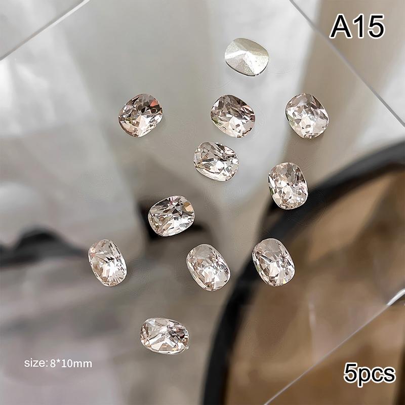 5Pcs Luxury Crystal Diamonds Pile Drills Nail Art Rhinestone 3D Diy Stacked Drill Jewelry Charms Manicure Decoration Accessorie