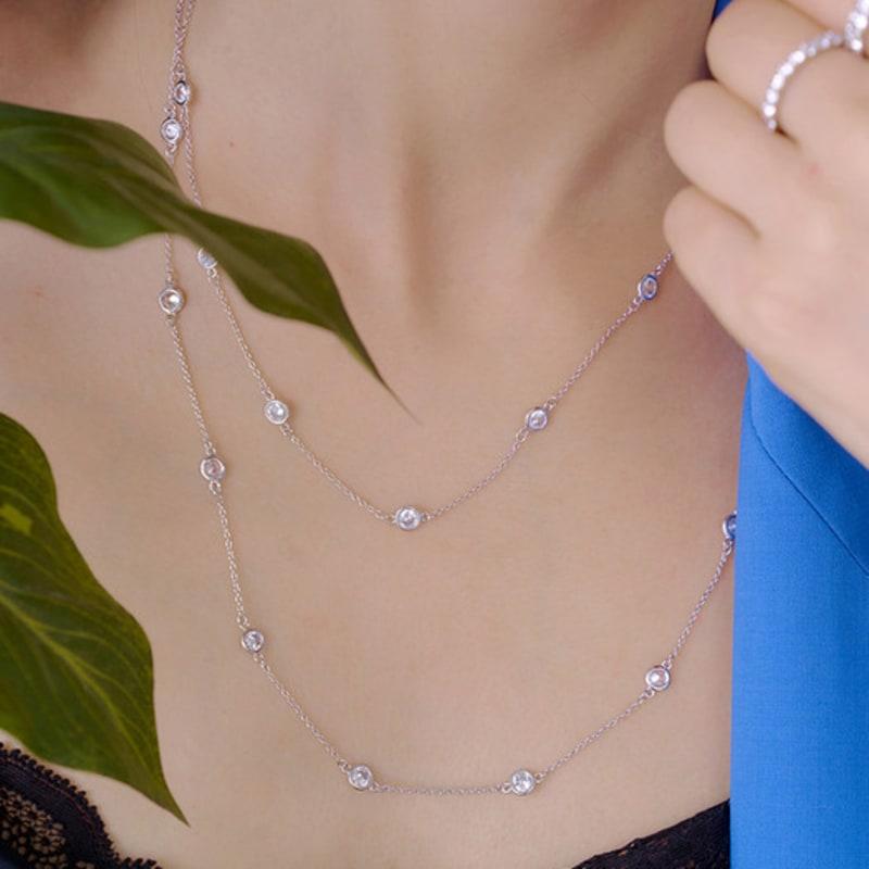 MACIER Bezel Long Chain Necklace