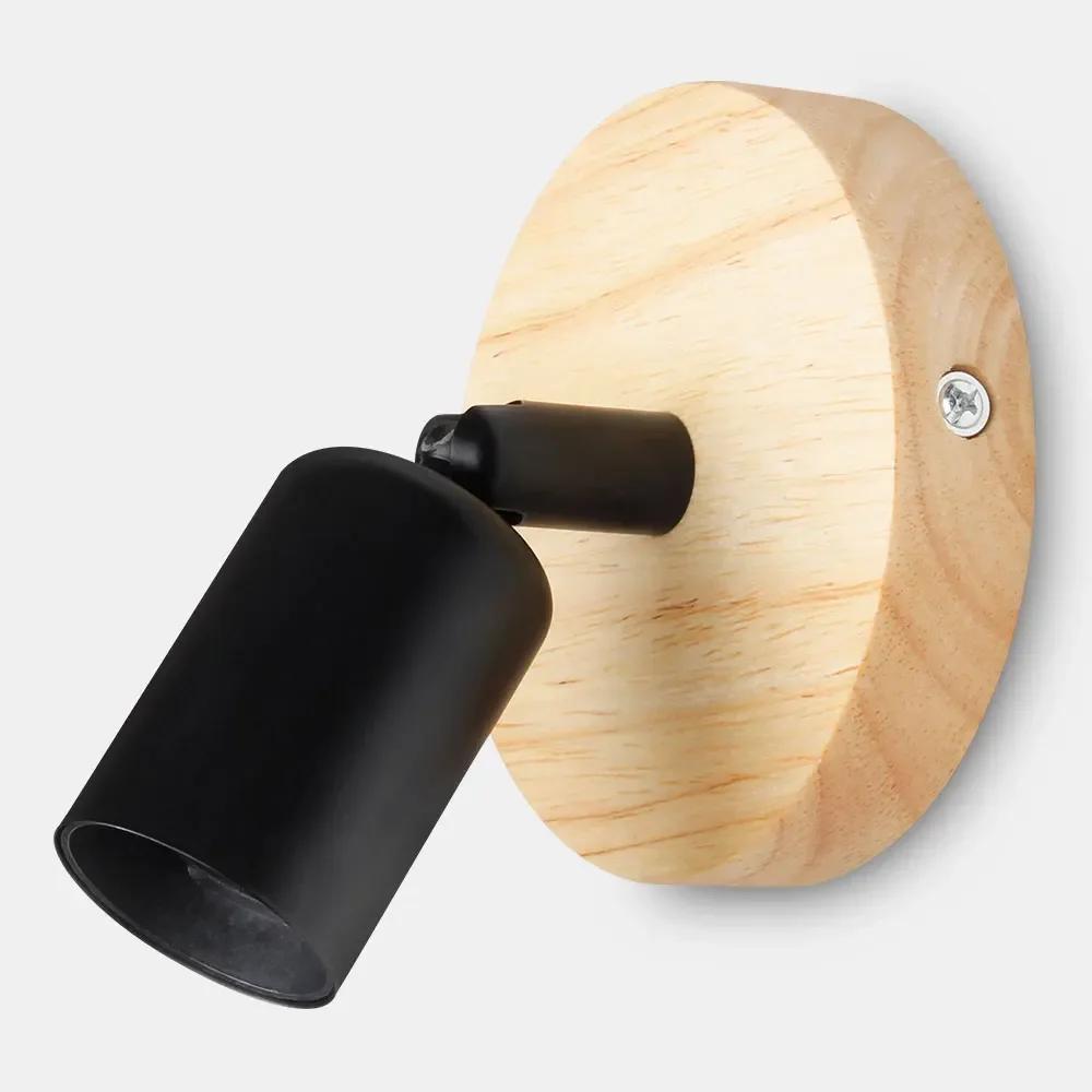 Vintage Design Wood Wall Lamp with E27 Base Type Black White Style Wood Lamp Lights for Cafe Restaurant Home Decorative Lighting