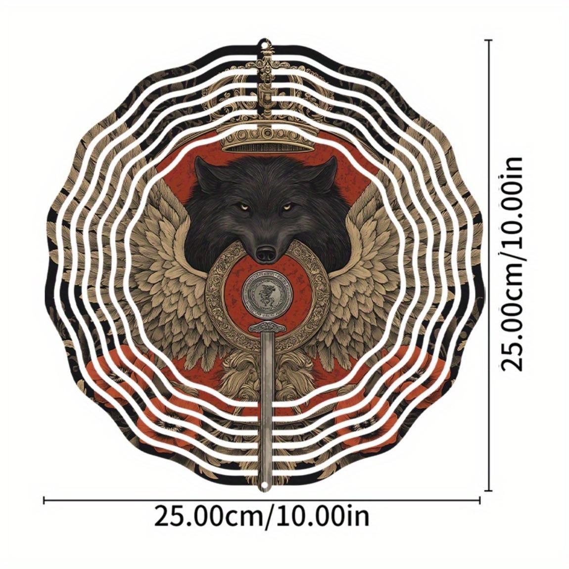 

Металлический колокольчик ветра Голова волка с крыльями и дизайном меча 360 вращающийся крючок Декор для улицы, сада, патио Уникальный подарок на все сезоны 01A