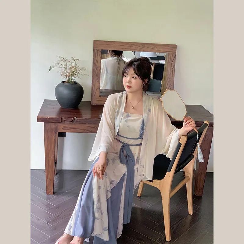 Set di Abiti Hanfu Estivi Eleganti Retrò Taglie Forti per Donne