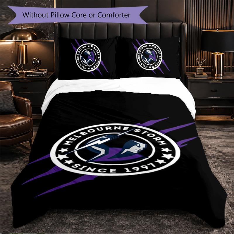 Melbourne Storm Pattern Microfiber 3Pcs Bedding Set Decor Duvet Cover Set For Bedroom Home Use