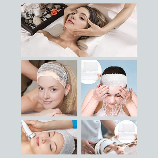 100Pcs Hair Bands Soft Breathable Non-Woven Elastic Fit Disposable Spa Headbands Makeup Beauty Salons Travel Hair Wrap