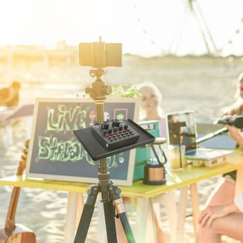 Thick PP Music Stand Tray with C-shaped Buckle Lock, Designed Sound Card Tray, Adjustable Universal Music Stand Accessory for Live Streaming and Recor