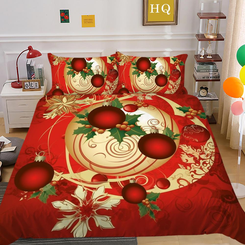 Świąteczny Nadruk Cyfrowy Druk 3D Poliestrowa Poszewka na Poduszkę Poszwa na Kołdrę Dostępny Zestaw Dwu- lub Trzyczęściowy