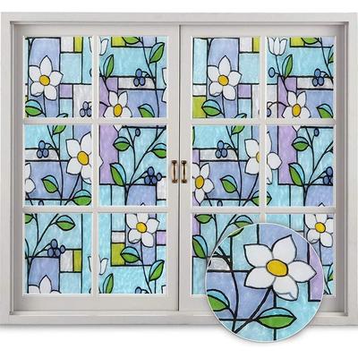 Sichtschutz-Fensterfolie Buntglas Nicht Klebend Anti-UV-Fensterfolie Vinyl Statisch Haftend Heim-Dekorative Fensteraufkleber für Zuhause