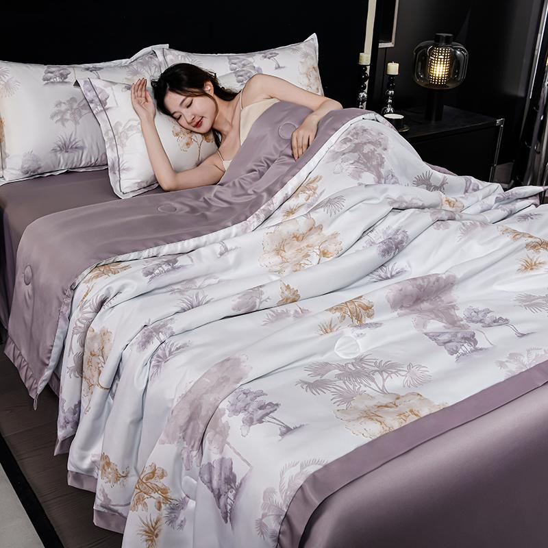 Summer Duvet Smooth Quilt Single/Queen Size Bedspread Skin-friendly Comforter Floral Style Duvets Edredon (No Pillowcase)