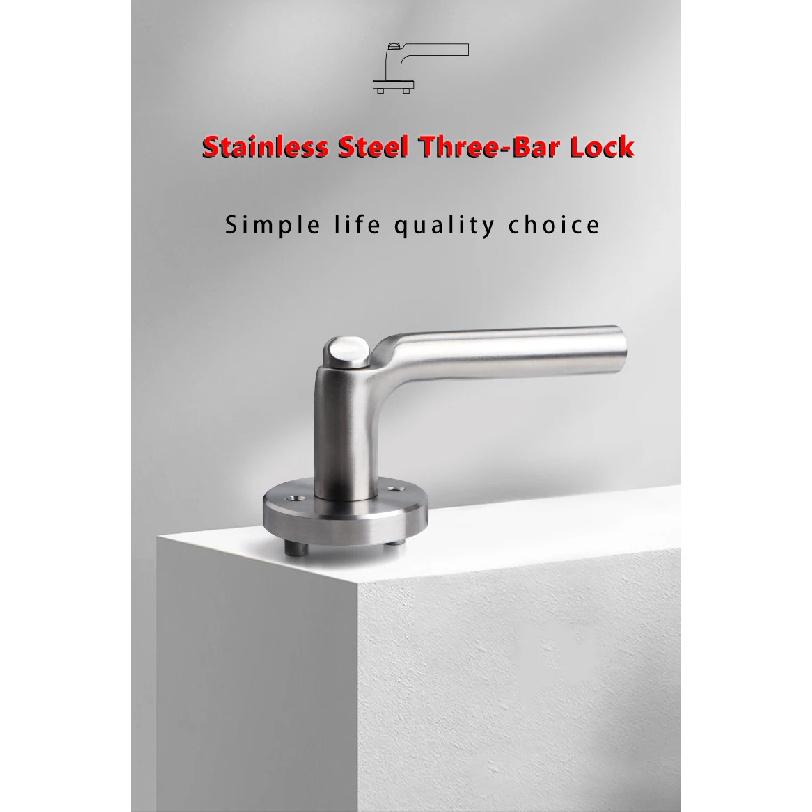304 Stainless Steel Fire Door Fire Door Lock With Key Three-lever Handle Lock Replacement Ball Lock Bathroom Keyless Door Lock