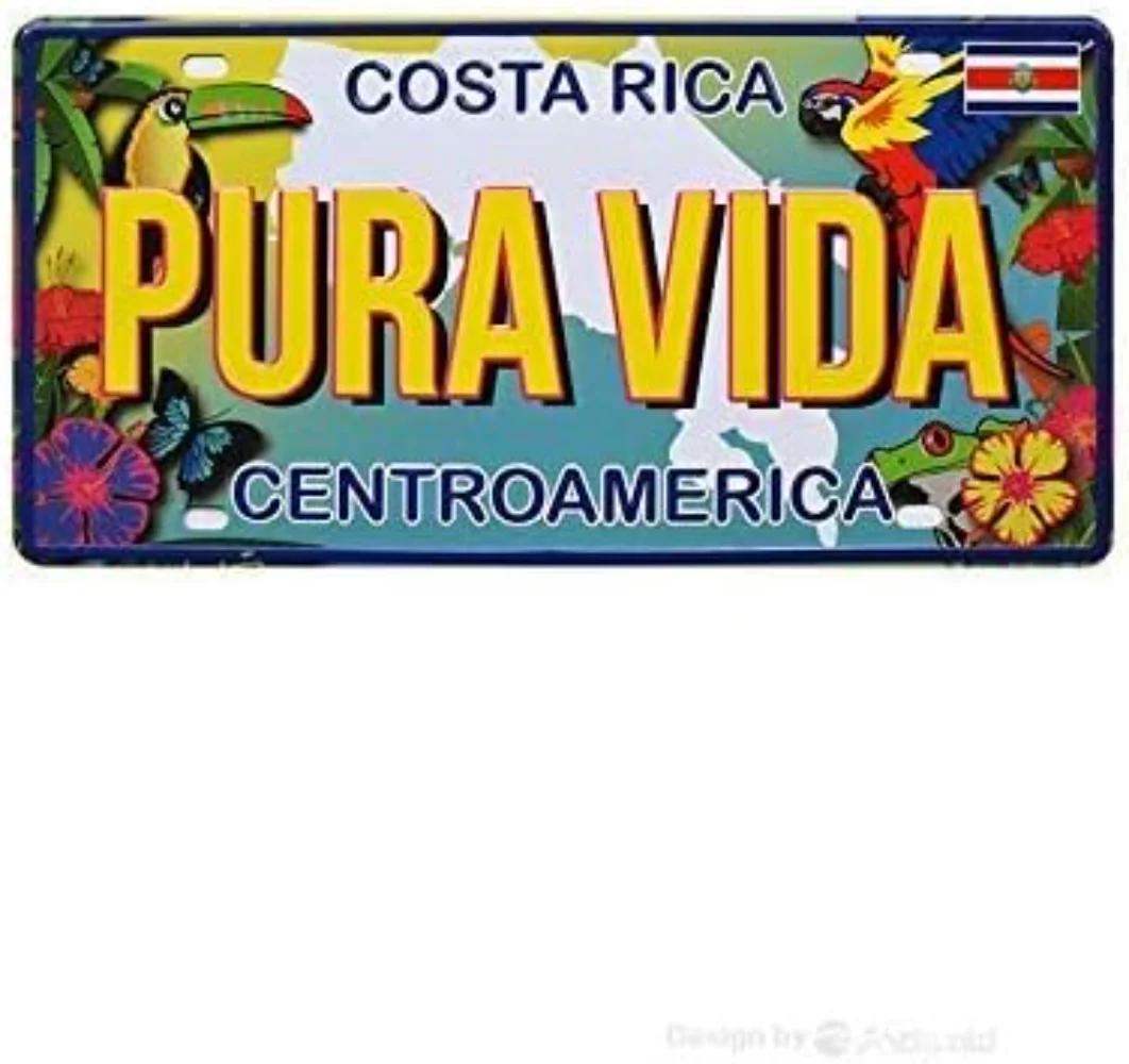 

Delightful Vintage Costa Rica Pura Vida Car License Plate Metal Sign Wall Poster Great for Garage Man Cave Cafe Bar Home Decor 15x30cm