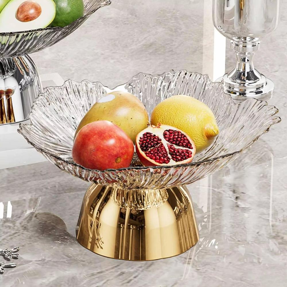 Decorative Flower High-foot Fruit Plate Large Capacity Fruit Basin Snack Display Tray Living Room