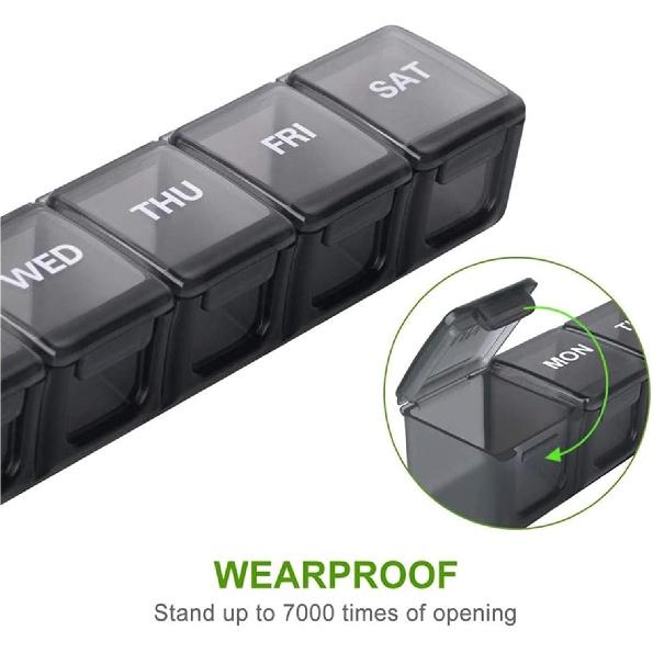 

Дорожный еженедельный органайзер для таблеток, 7-дневный органайзер для таблеток, ежедневная карманная таблетница для таблеток/витаминов/рыбьего жира/пищевых добавок