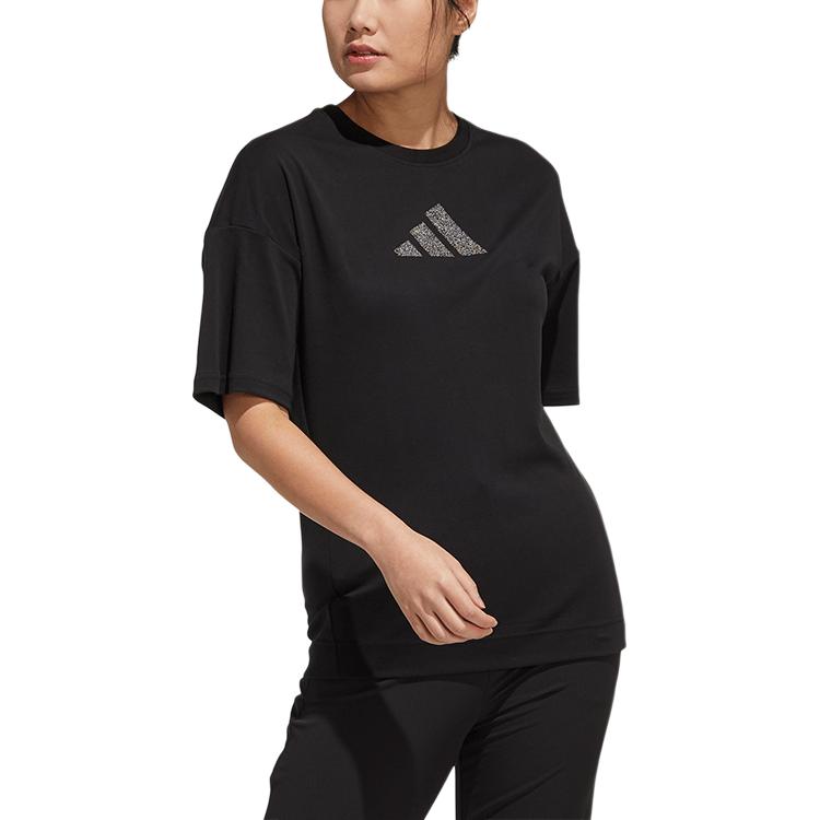 adidas T Shirts Women's Black Crew Neck Moderate Straight Fit H55256
