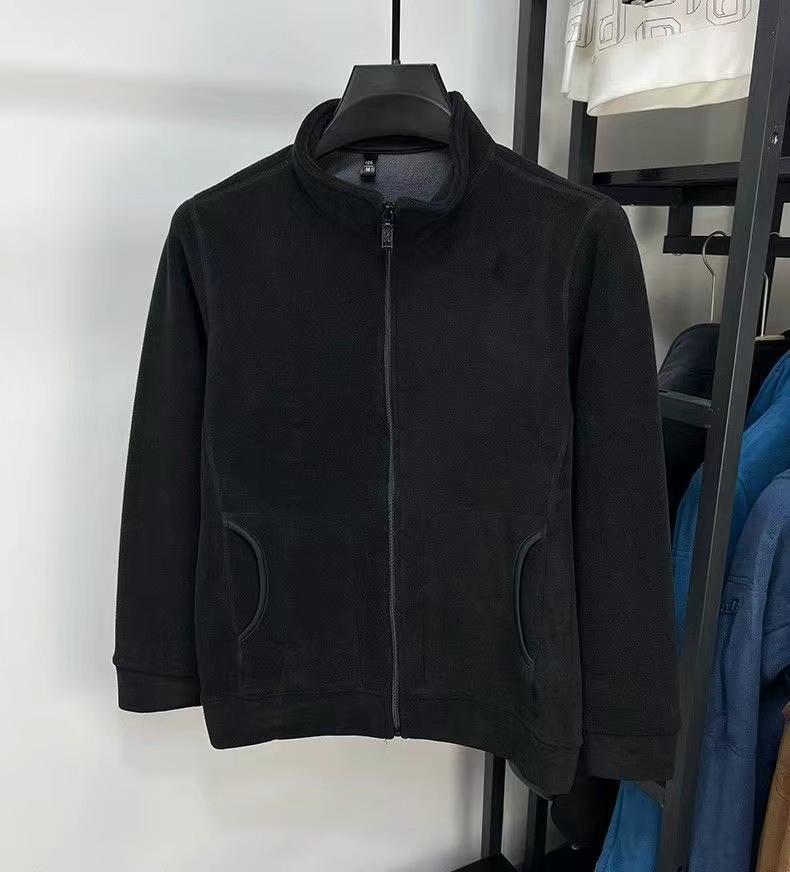 Men's Fleece Hoodie Thicken Standing Collar Zipper Cardigan Jacket Street Warm Outerwear