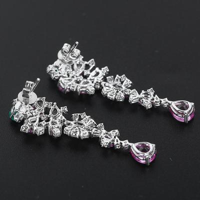Hochwertige farbige Zirkon-Quasten lange Hängeohrringe Luxus High-End-Schmuck für Frauen Hochzeitsohrring Brautaccessoires