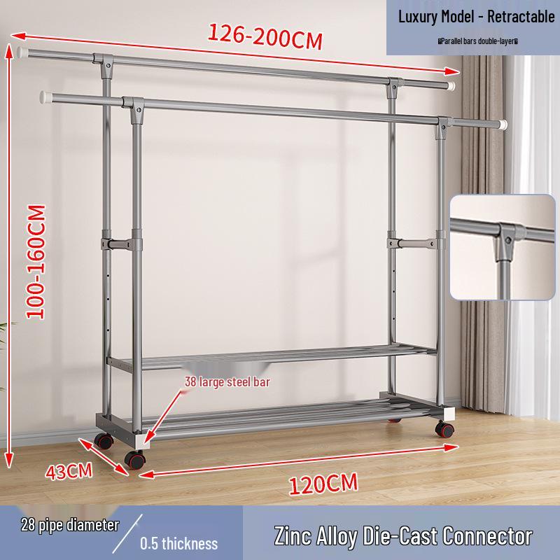 Cream Style Movable Indoor Clothes Drying Rack and Hanger