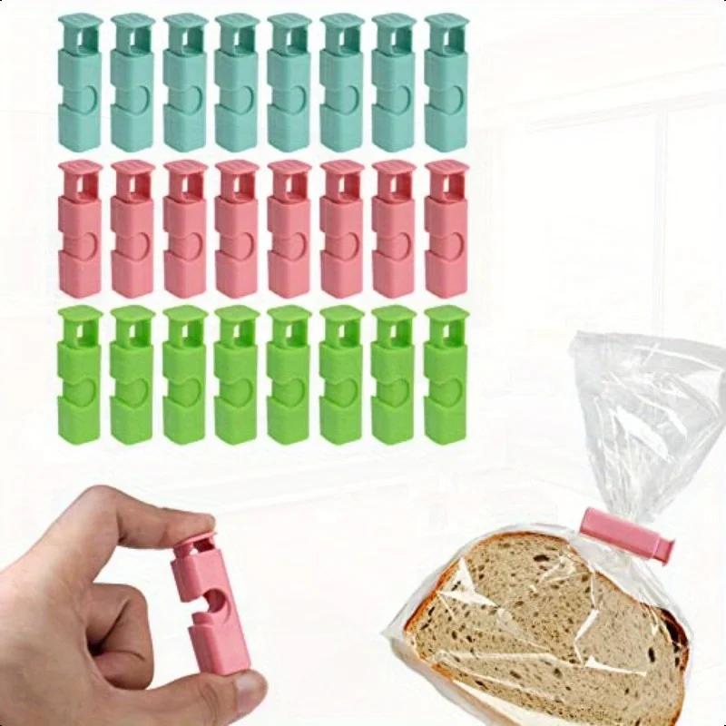 10 Stück Robuste Brotbeutelklammern, Rutschfester Federverschluss für Snacks Tiefkühlkost, Türkis Rosa Rot