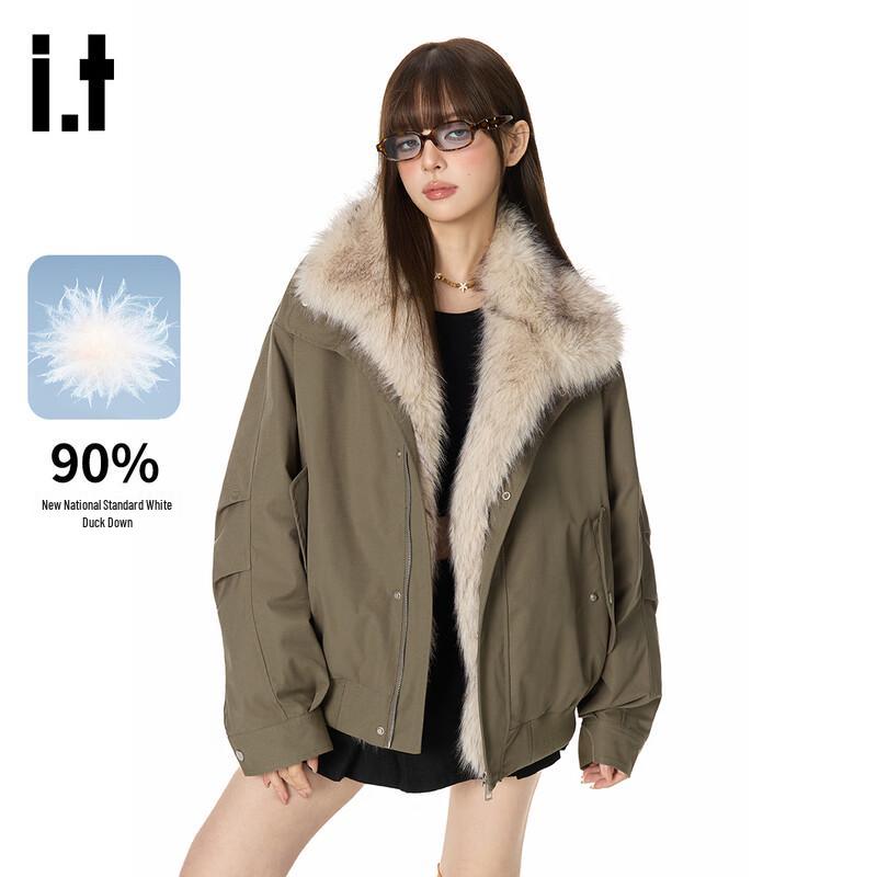 GROUND ZERO Men's Biker Style Detachable Fur Collar Down Jacket