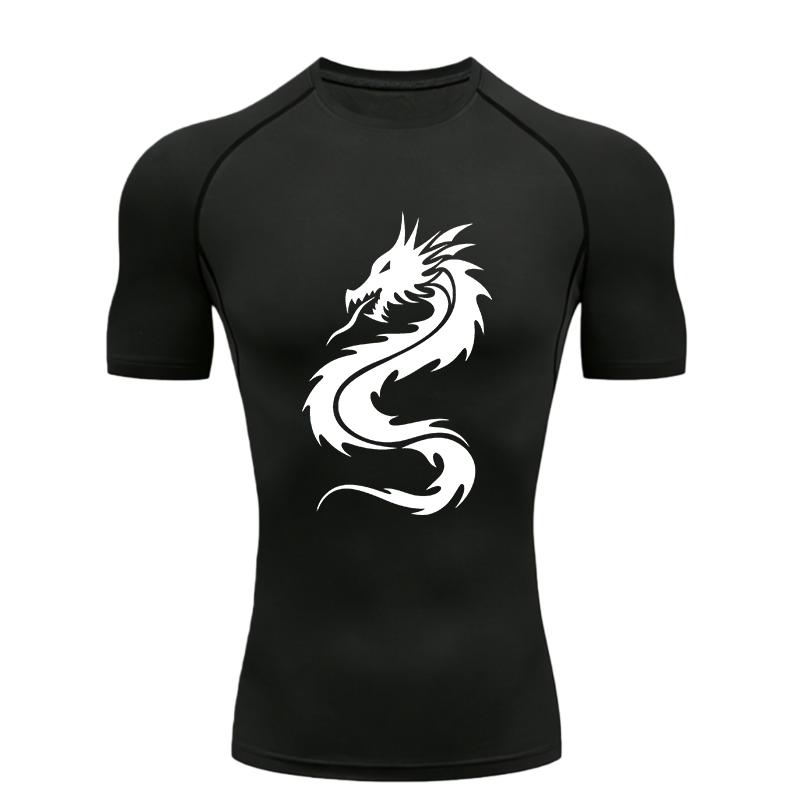 Dragon  Men's Sports T-shirt Training Fitness Compression Short Sleeve Rashguard for Men Athletic Tees Workout T-Shirt
