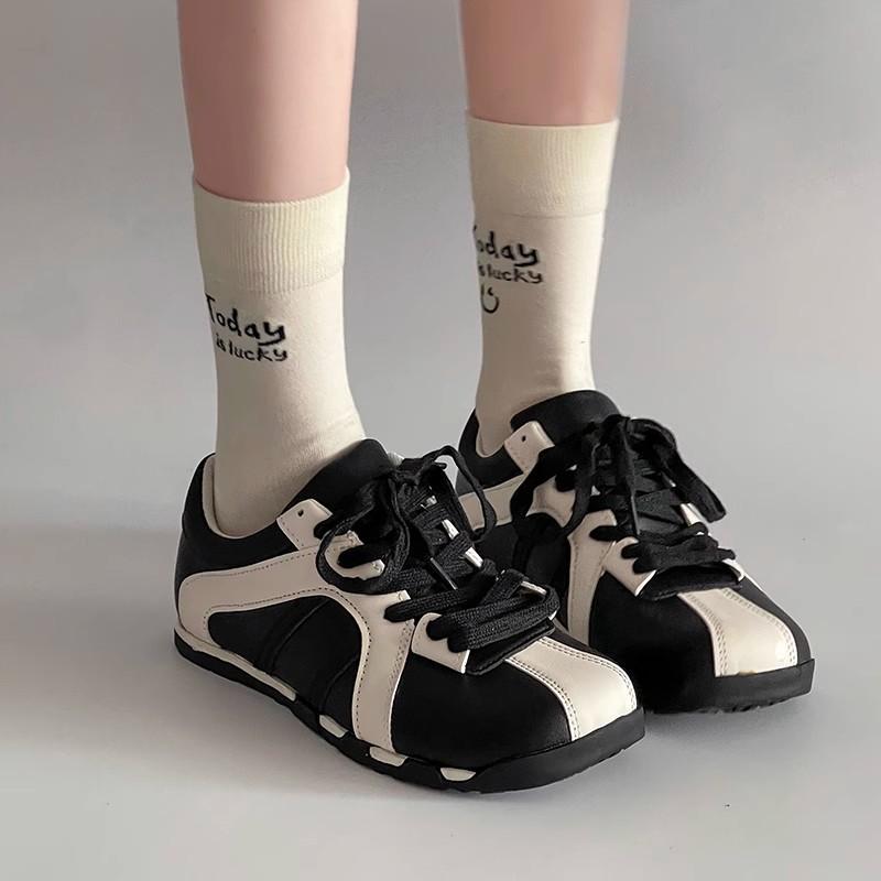 Versatile height increase flat bottom German training shoes women's spring new color matching dopamine color scheme breathable skirt casual sports sh