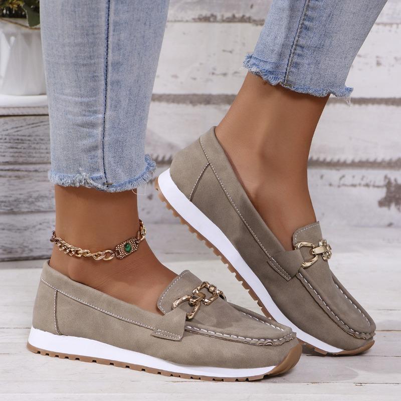 2025 New Metal Chain Flat-bottomed Thick-soled Casual Loafers