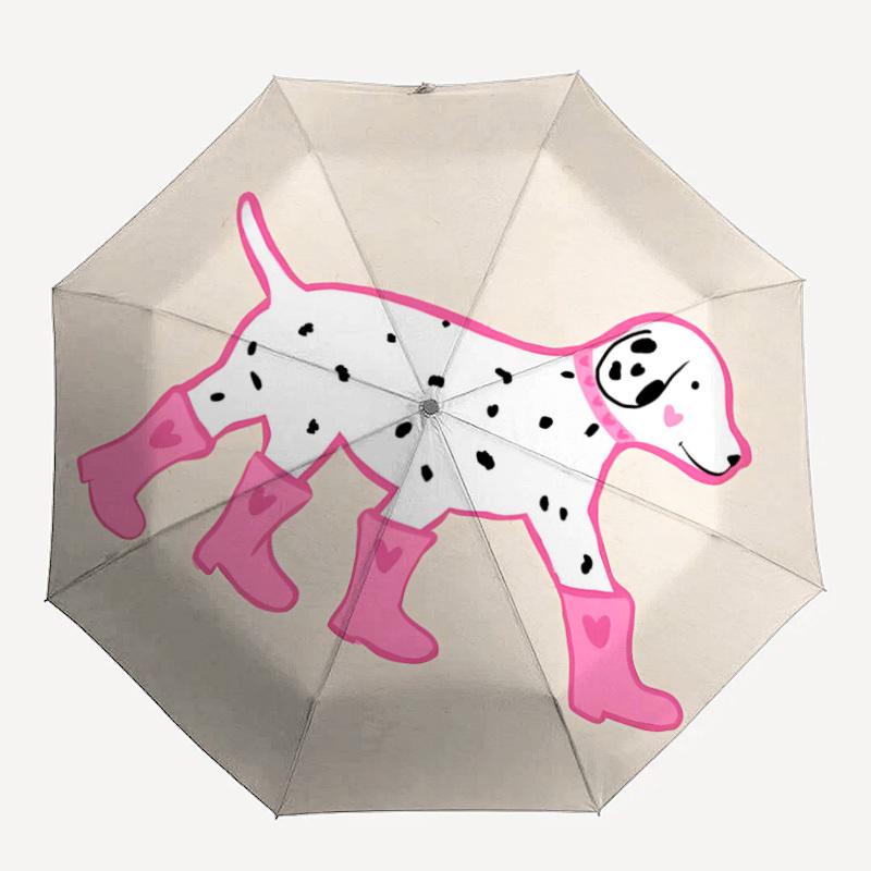 1PC Dalmatian Rainboots Automatic Folding Umbrella Automatic Open/Close, Automatic Folding, 8-Rib Durable Frame, Portable Travel Umbrella 711