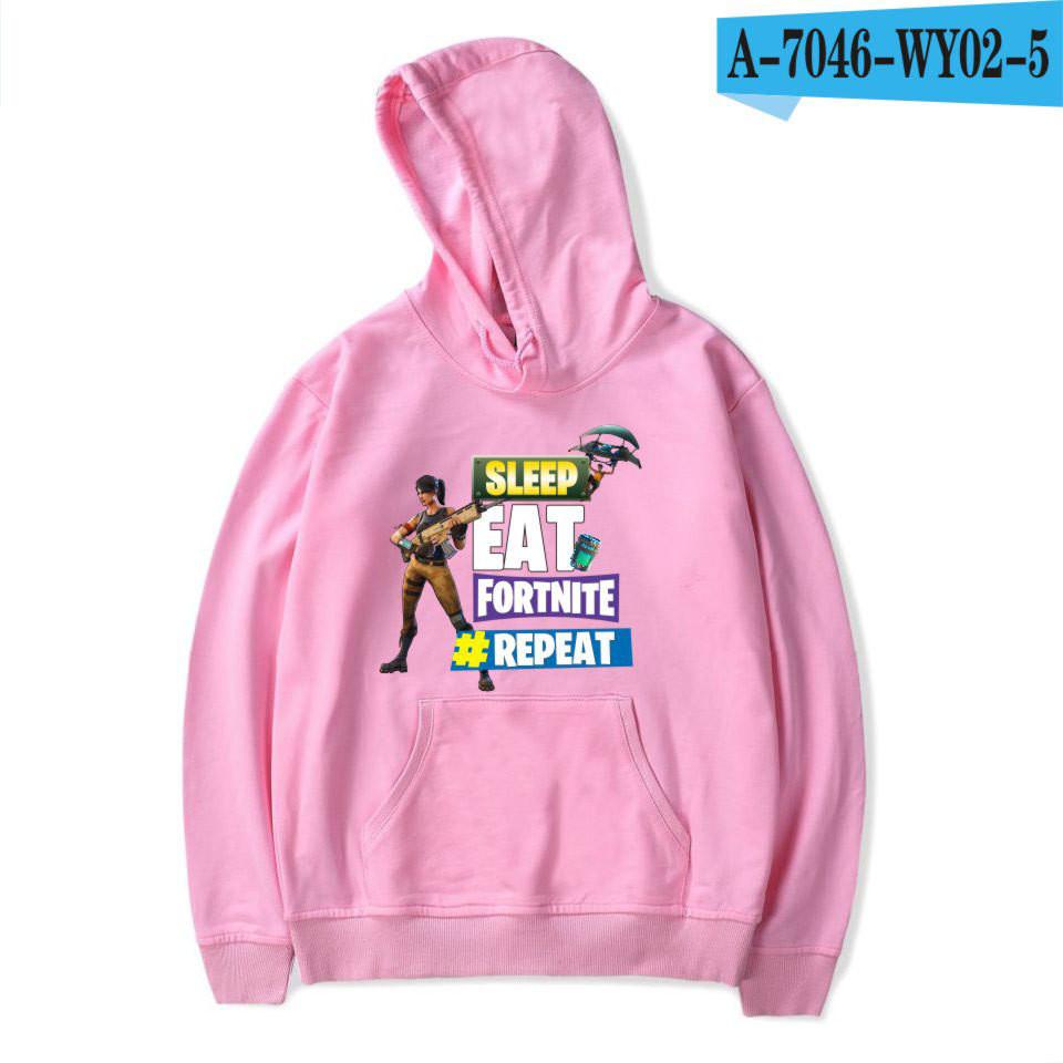 Game Printed Fortnite Sleep Eat Fortnite Repeat Casual Long Sleeve Cotton Hoodie
