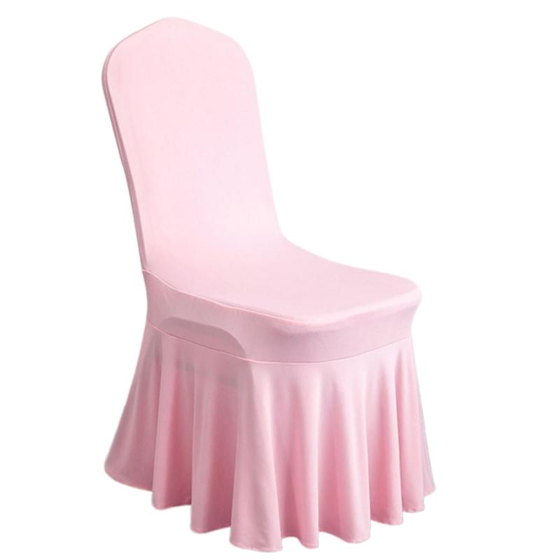 Elastic Dining Chair Cover Sun Skirt Smooth Milk Silk Fabric Breathable Seat Protectors For Wedding Decoration Hotel