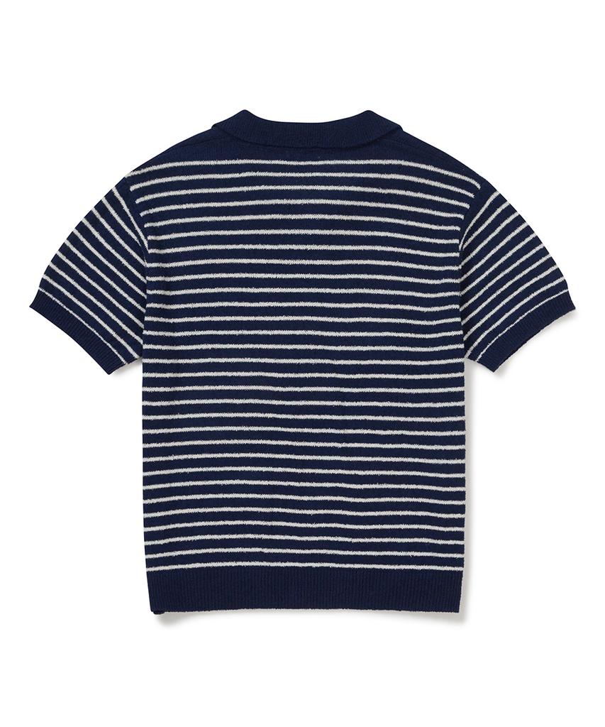 CLOVE [26Sm Clove] Stripe Boucle Collar Knit_Men (Navy)