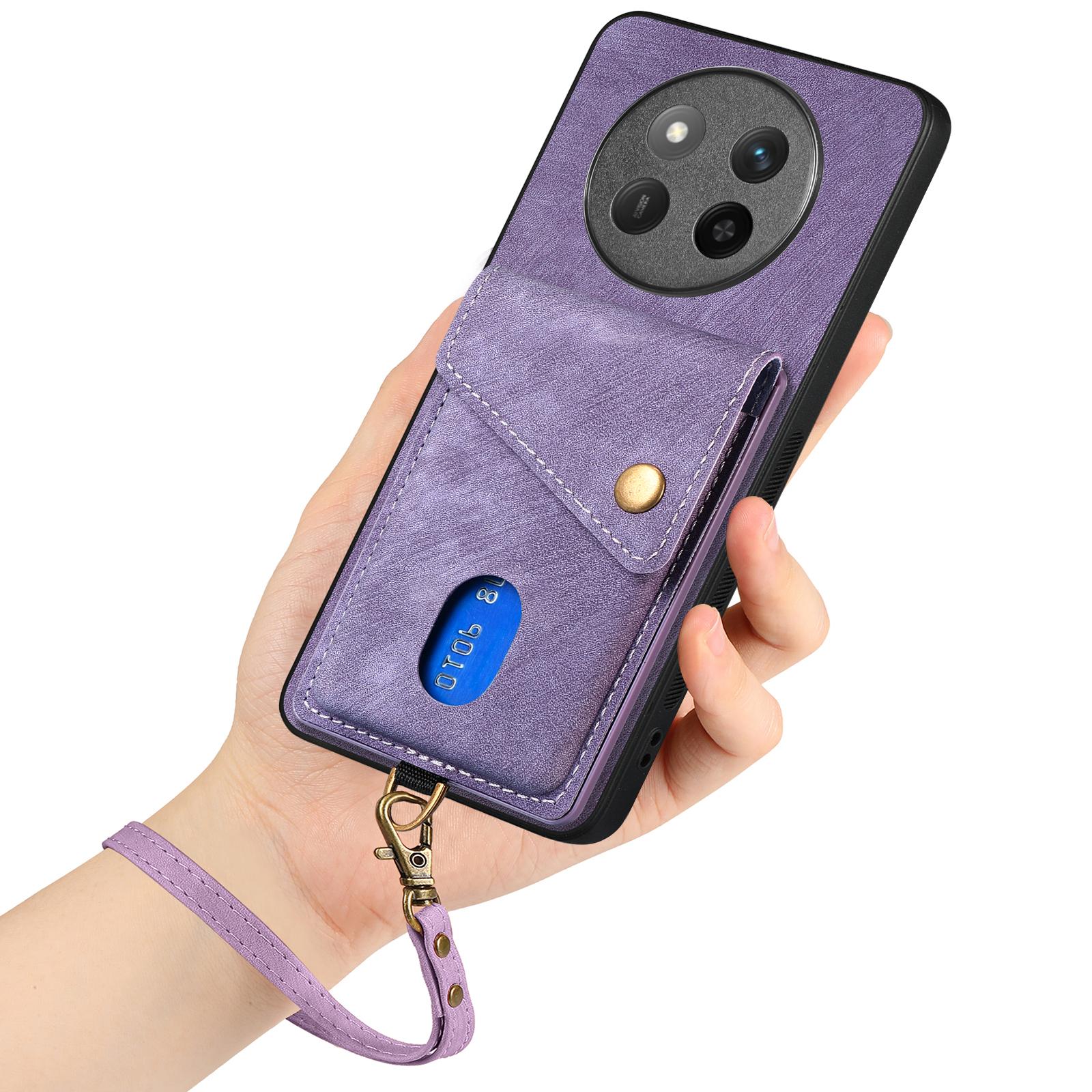 

Чохол для Honor X60 Pro 5G з тримачем для карток, підставкою, шкіряна задня кришка телефону Purple