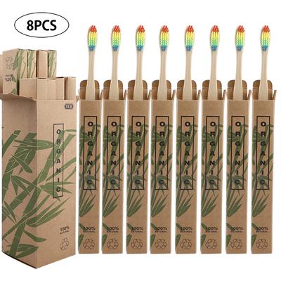 8 In 1 Bamboo Toothbrushes Cleaning Gum Sustainable Soft Bamboo Toothbrushes Colorful