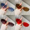 Nonframe Geometric Sunglasses With Metal Construction Uv400 For Travel And Daily Use