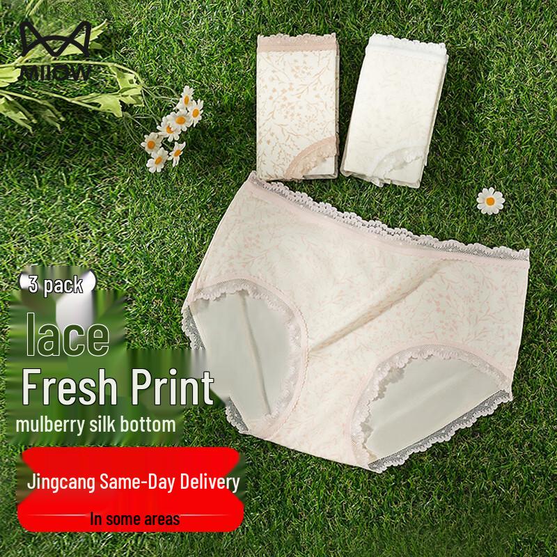 MiiOW Women s Floral Lace Antibacterial Briefs 3-Pack XL