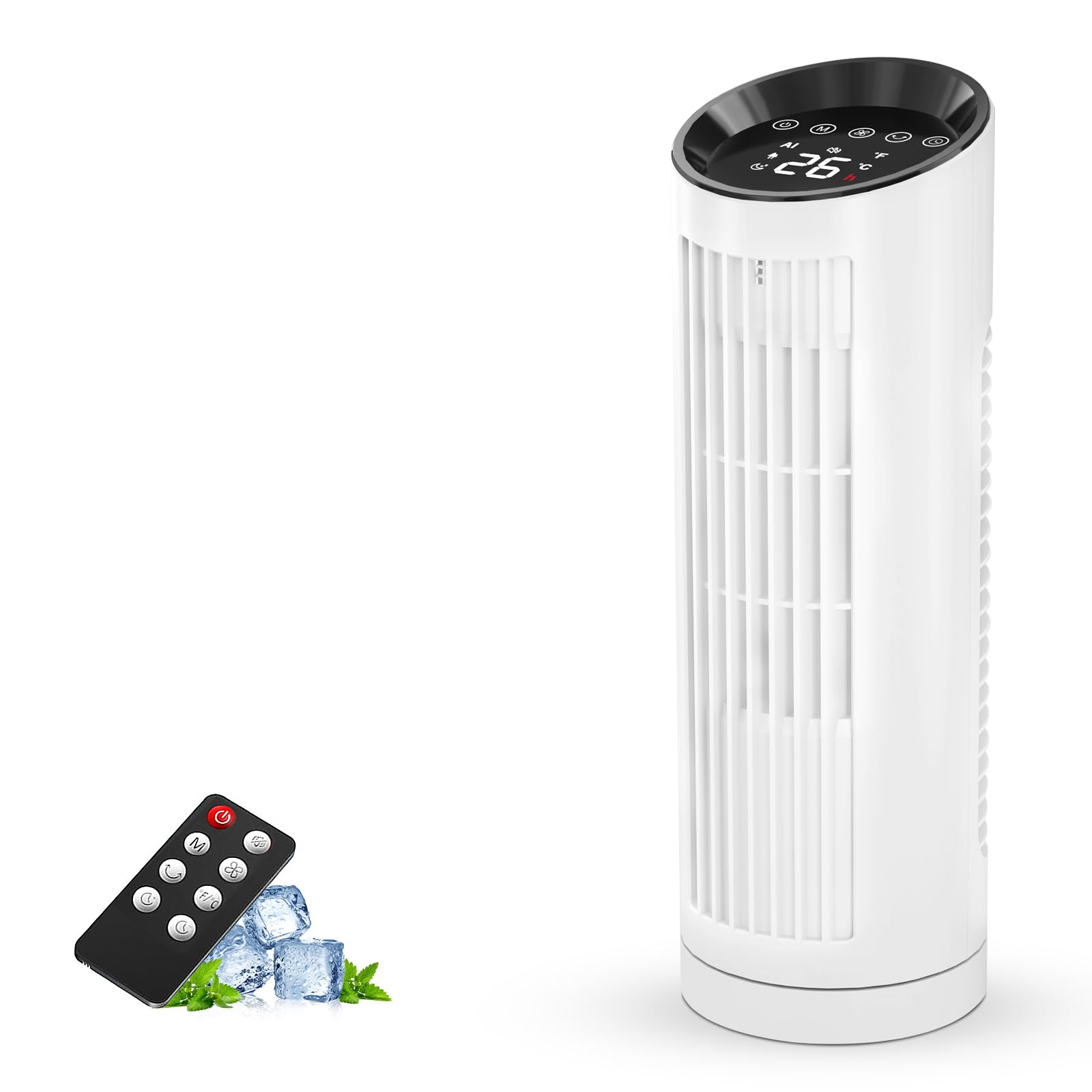 

Вентилятор башенного типа для лета AI Automatic 4 Wind Speedless Tower Slim DC Energy 4 Mode LED Touch Mini Tower Living Dressing Office Remote Energy PSE белый