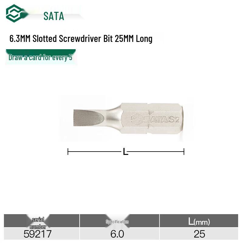 SATA 59217 5-Piece Slotted Screwdriver Bit Set